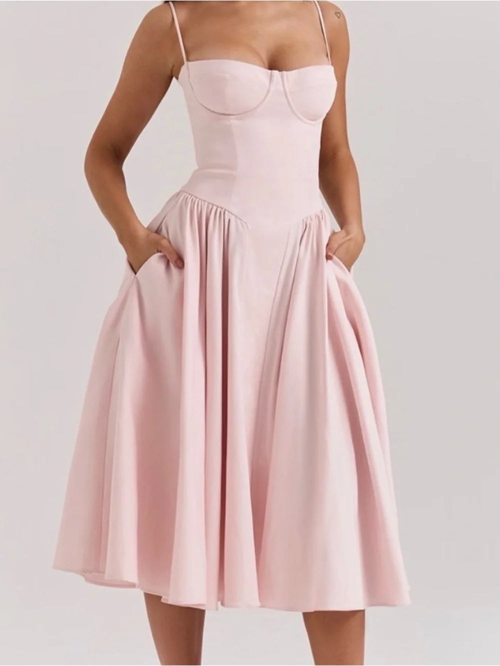 House of CB Strapless Blush Pink Corseted Dress